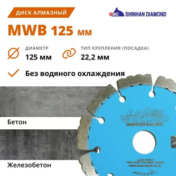 Диск алмазный по железобетону 125